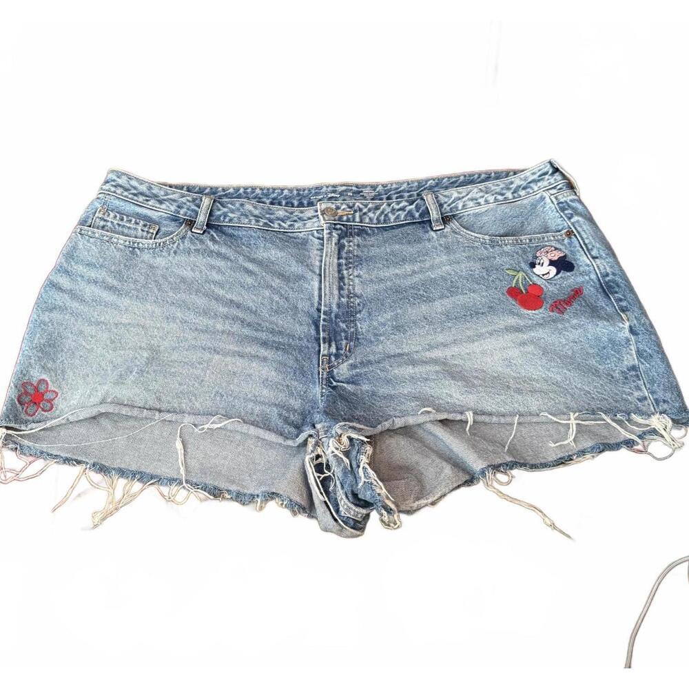 Old Navy x Disney Minnie Mouse Denim Shorts Womens 22 High Cutoff Raw Hem